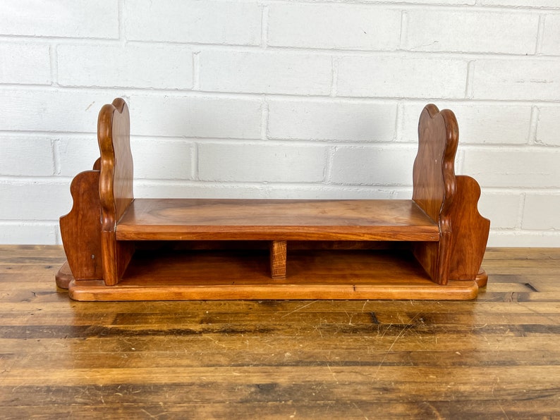Vintage Wooden Tabletop Bookshelf With Slots Wood Book Shelf Etsy
