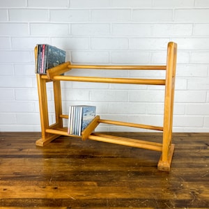 Vintage Wood CD Rack: 1990s Compact Disc Holder