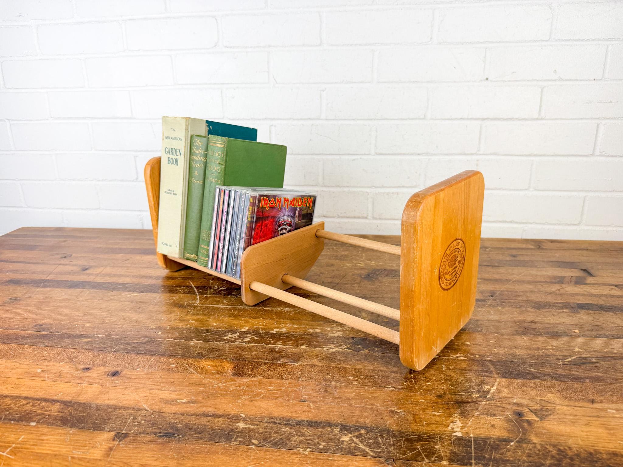 Vintage Napa Valley Box Co. CD Rack – Wooden Media Shelf or