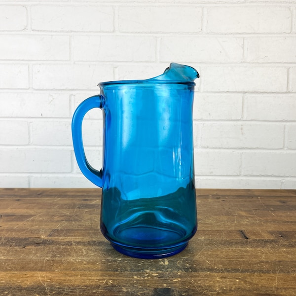 Vintage Turquoise Glass Pitcher Vase Decorative Glassware to Display Vase for Flowers