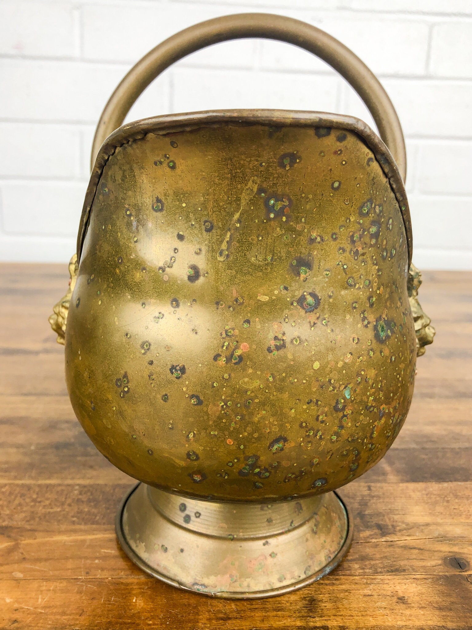 Aged Small Vintage Brass Bucket with Porcelain Handle Coal Etsy