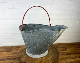 COAL BUCKET ANTIQUE REPLICAアイルランド製 Full Size Vintage Silver Metal Coal Bucket Scuttle Bucket