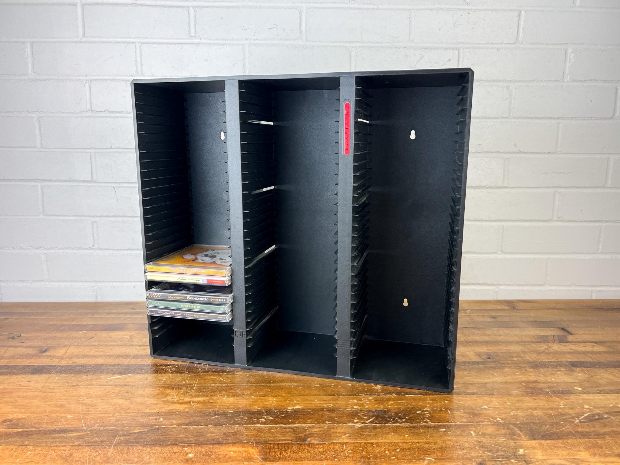 Vintage Laserline CD Storage Rack – 90-CD Black Wall Mount