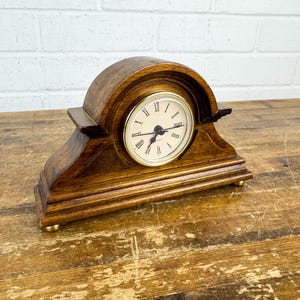 Non Working Vintage Siecle Wooden Mantel Clock | Cathedral Style Desk Clock | Mantel Clock | Wooden Shelf Decor | Traditional Home Accent