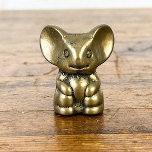 Vintage Brass Mouse Figurine with Big Ears Miniature Small Metal Mouse Figure Mouse Lover