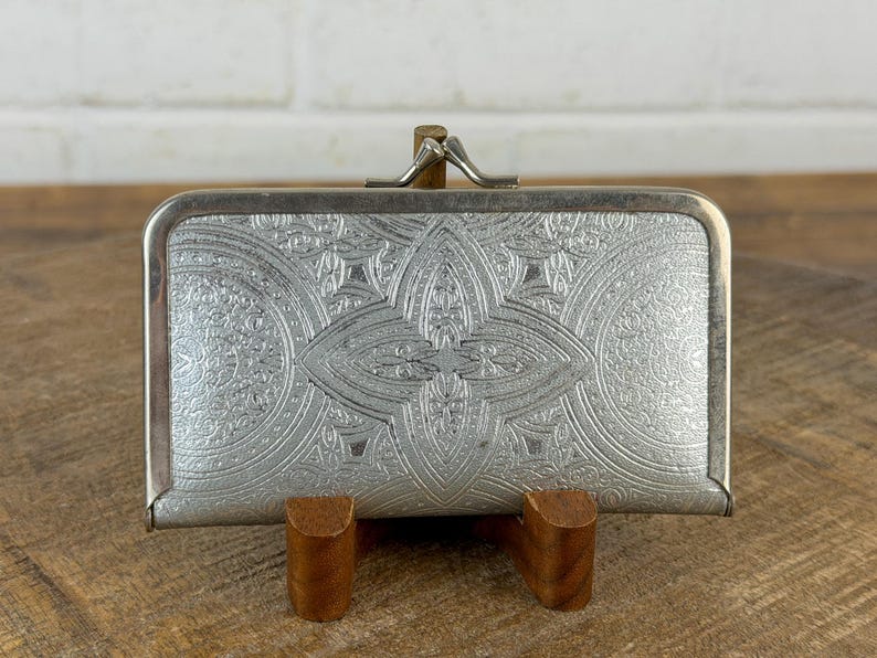Vintage Austrian Manicure Set 1950s | Silver Leather Kiss Clasp Case | Red Velvet Grooming Kit | Travel Nail Care Set | Made Austria Germany image 5