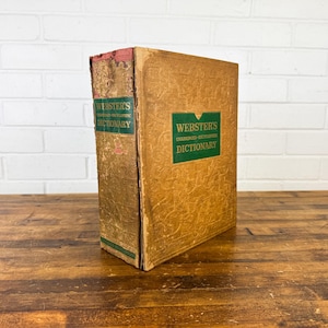 Distressed Large 1957 Webster&#39;s Encyclopedic Dictionary Book Unabridged English Language Old Dictionary Pages XL Book to Display