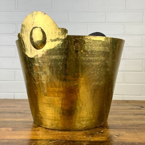 15x13&quot; Vintage Egidio Casagrande Borgo Valsugana Italy Brass Planter Vase Large Gold Brass Pot XL Brass Container Upscale Home Decor