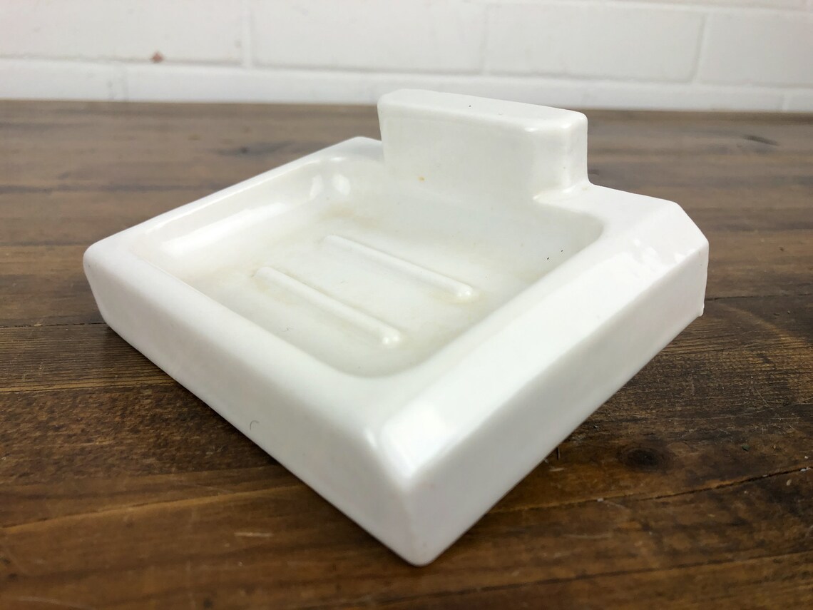 Vintage White Porcelain Soap Dish Tile Bathroom Fixtures Heavy Etsy