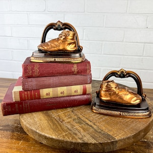 Vintage Bronze Baby Shoe Bookends