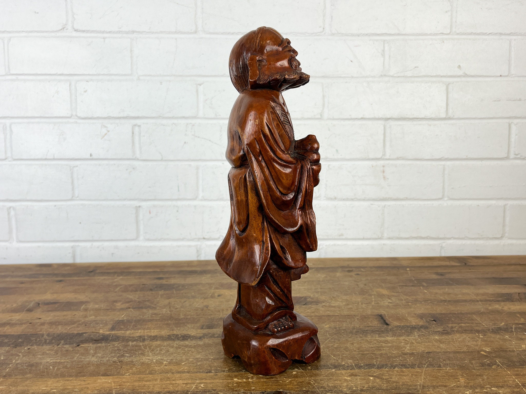 ティラウラコット 図版編 Vintage Chinese Li Tieguai Carved Wood Statue Iron-crutch Li