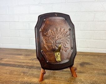 Vintage Boho Butterfly Wall Hook Brown Wood and Leather Hook That Hangs Butterfly Wall Decor Butterfly Wall Display