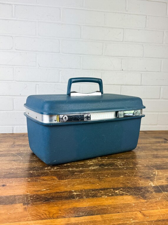 Vintage Samsonite Aspen Train Case | Blue Cosmetic Travel Storage