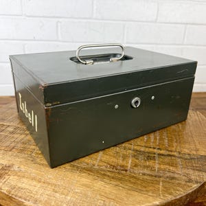 Vintage Distressed Steelmaster Gray Metal Box Simple Industrial Dark Grey Storage Display Old Container Chest