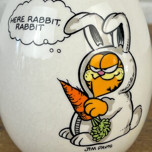 1970s Garfield Easter Bunny Egg Piggy Bank With Quote Here Rabbit ...