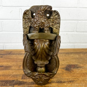 Large Vintage Brass Eagle Door Knocker with Strike Plate American Eagle Door Decor Bald Eagle Door Knock Americana Decor