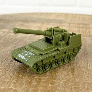 1974 Vintage Shell Shocker Tank Hot Wheels U.S. Army Tank in Military Green Aw Shoot 1970s Toy Hong Kong