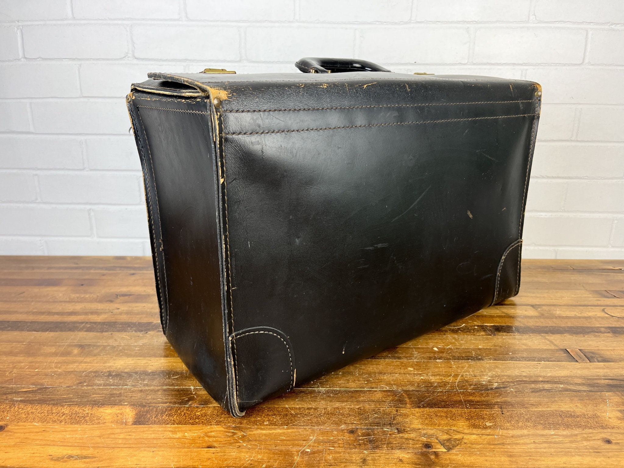 Vintage Black Pilot Case Authentic Vintage Distressed Large Briefcase