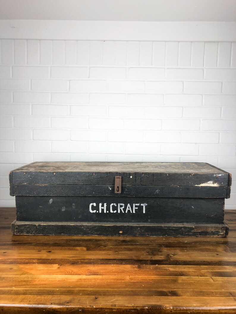 3 Feet Wide Large Black Wood Box With Hinged Lid Authentic Etsy