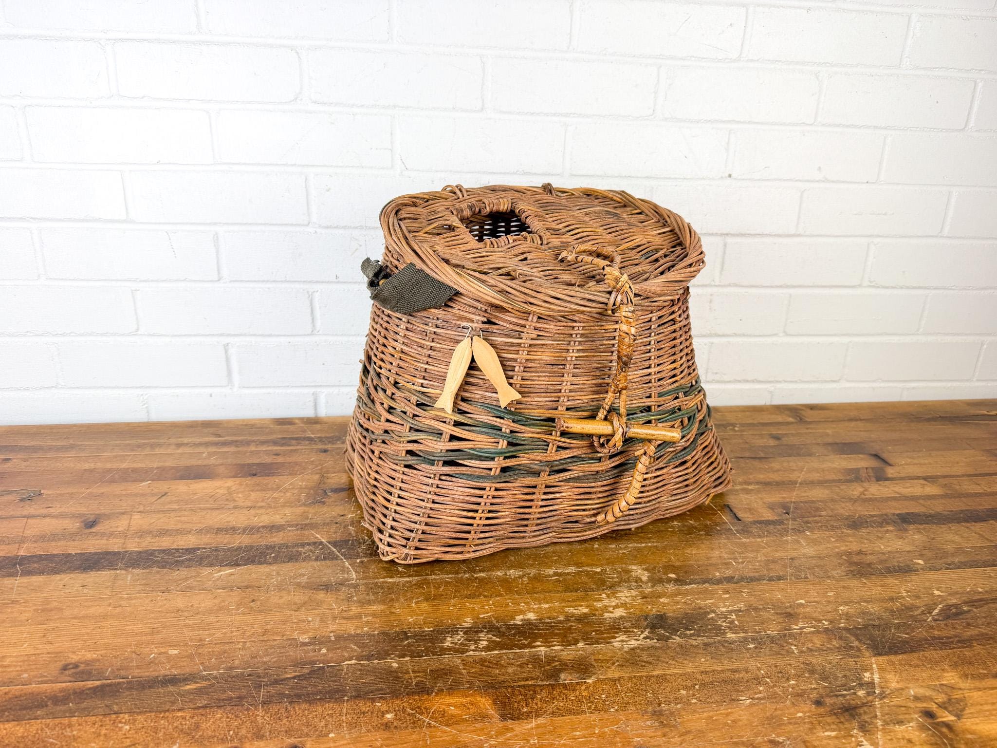 Panier De Pêcheur En Osier Tressé Main – Déco Rustique Accrochage Mural, Vintage