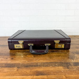 Vintage Airway Hard Shell Briefcase – Brown Case with Gold Trim & Combo Locks, Lock Change Instructions Included