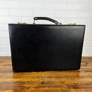 Vintage Distressed Dark Brown Leather Briefcase Box with Initials CRM Briefcase Prop Authentic Hard Case Organizer for Men or Women