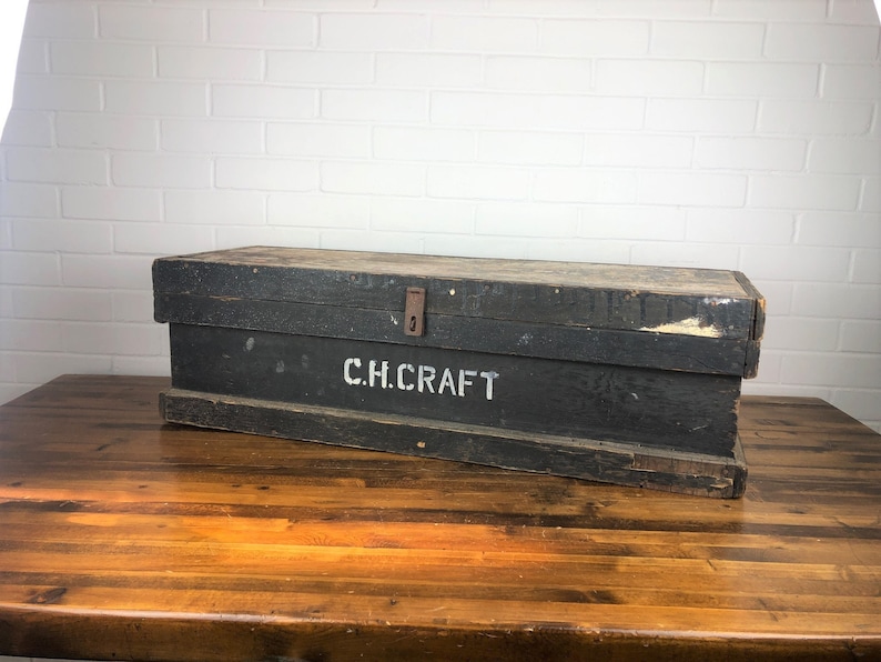 3 Feet Wide Large Black Wood Box With Hinged Lid Authentic Etsy