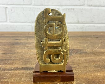 Vintage Brass “Later” Wall Clip • 5 Inch Metal Memo Holder • Mid-Century Desk or Wall Organizer • Made in Korea