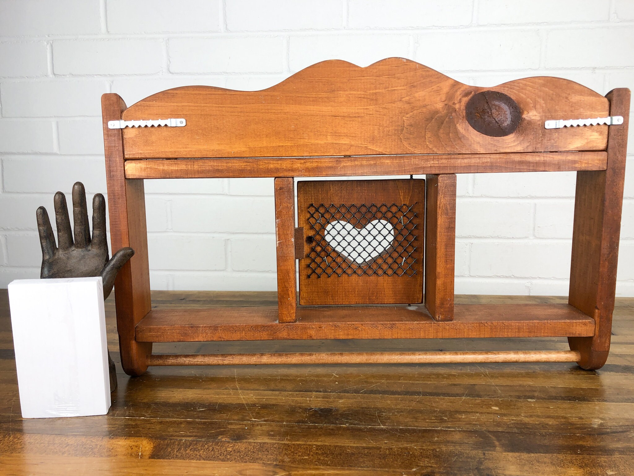 20 x 12 Vintage Wooden Wall Shelf with Dowel Rod and Heart Etsy