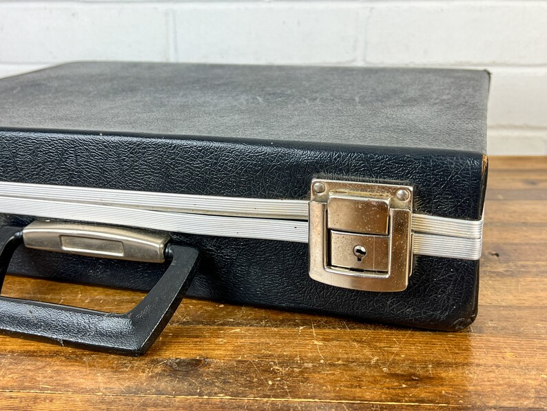 Distressed Vintage Black Briefcase With Silver Accents Men Etsy