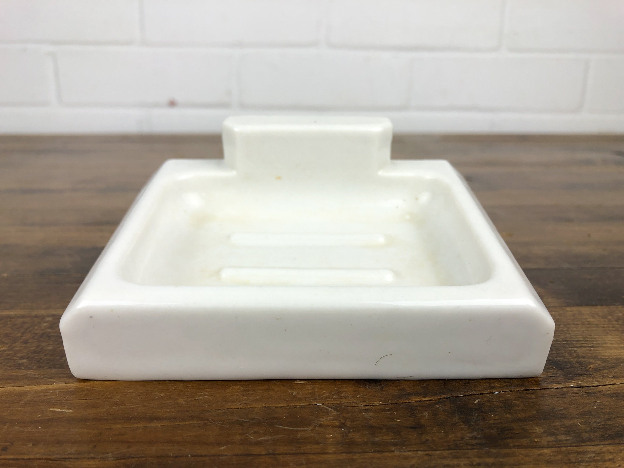 Vintage White Porcelain Soap Dish Tile Bathroom Fixtures Heavy Etsy