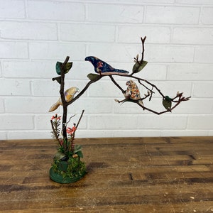 Unique Handmade Vintage Bird Sculpture Figurine Made with Cloth Birds Tree Branch