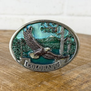 Soaring Eagle Blue Enamel Belt‎ Buckle C+J 1985 #1064 Vintage soaring eagle belt - Gem main image 4