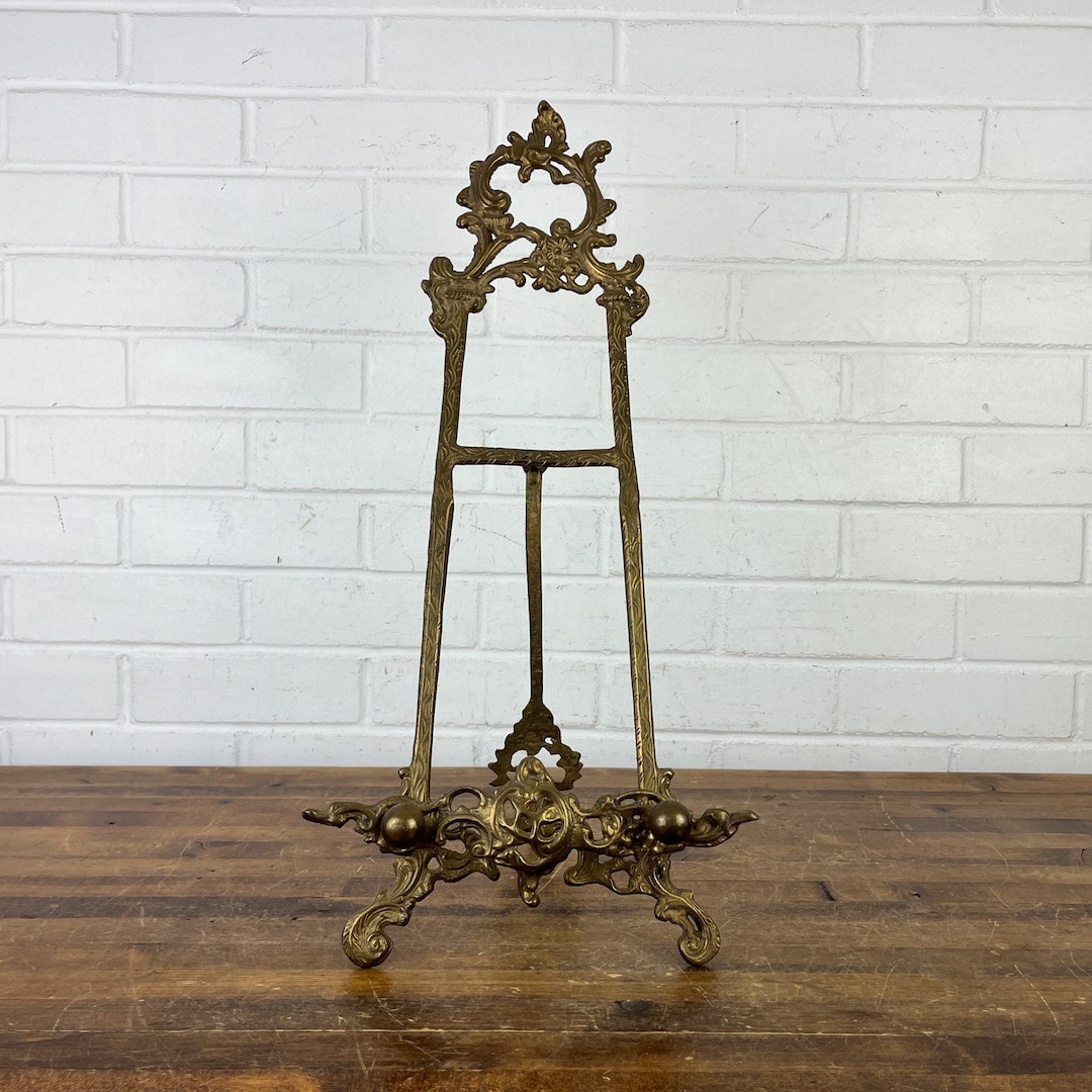 19 Vintage Brass Easel Display Stand Authentic Table Top Etsy