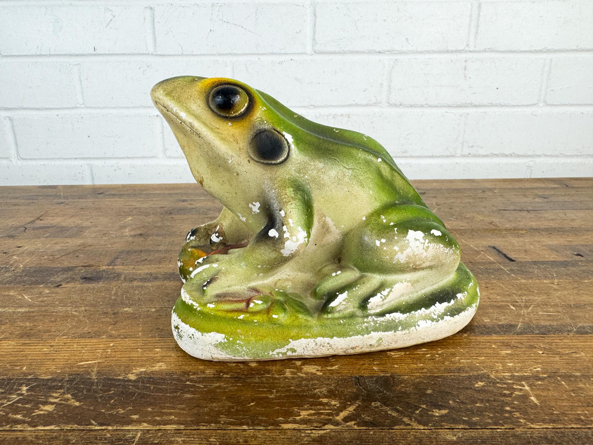 Vintage Chalkware Toad Figurine – Realistic Garden Frog Statue ...