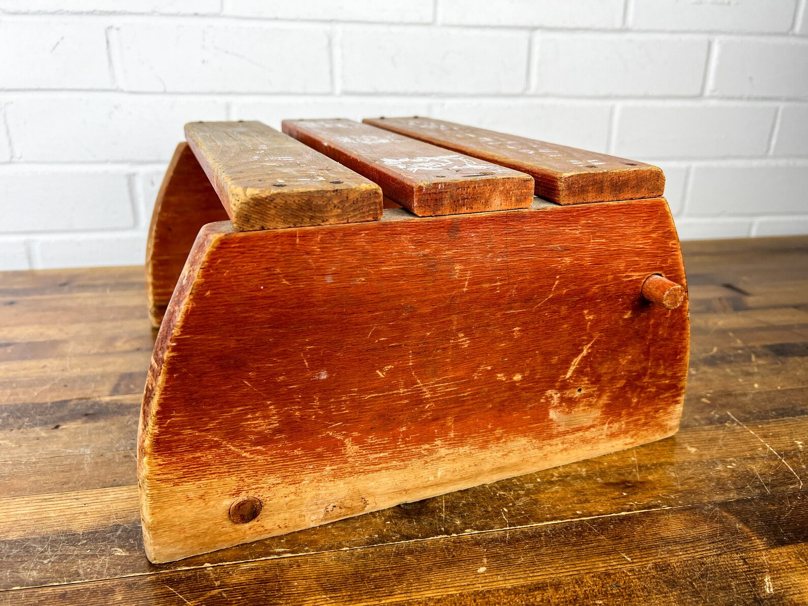 Vintage Old Red Wood Stool With Abcs and Animals Distressed Etsy