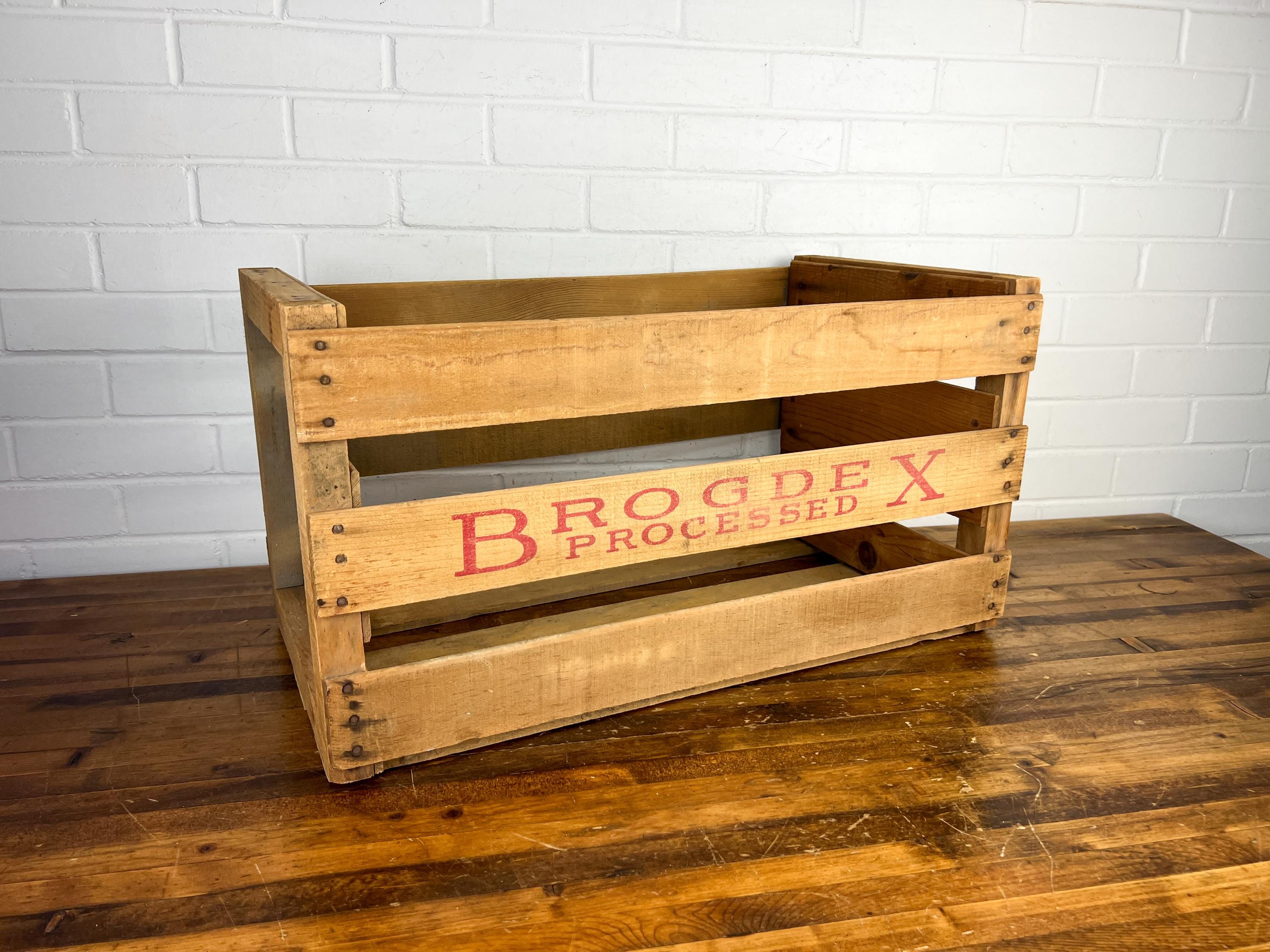 25x13" Large Vintage Brogdex Processed Wood Crate Old Wooden Fruit Crate Vegetable Crate from California Rectangle Wood Box Rustic Crate