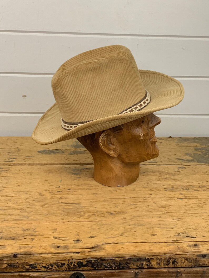 Size Small Western Wear Cowgirl Hat Vintage Light Brown Corduroy Cowboy Hat
