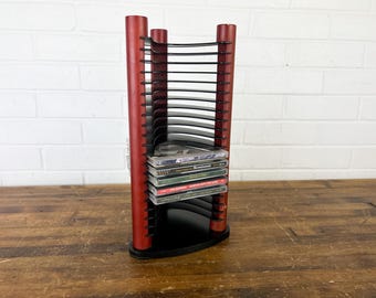 ビンテージ オーク材 回転式 CD ホルダー 40枚 ビンテージ オーク材 回転式 CD ホルダー 40枚