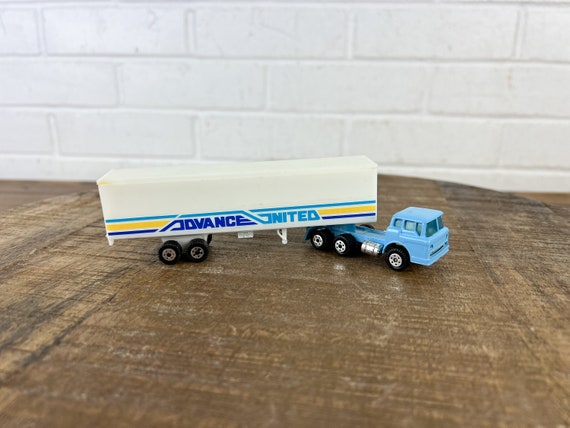 Vintage Yatming Blue Semi Truck With Trailer Advance United