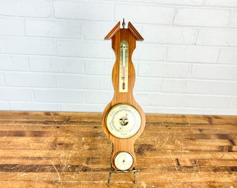 Vintage Banjo Weather Station Wall Hanging | Thermometer Barometer Hygrometer | French Dial Canadian Made | Mid Century Decor