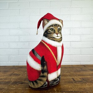Vintage Adeline Halvorson Christmas Cat Doorstop – Weighted Fabric