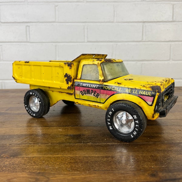 12" Distressed Yellow Metal Pickup Truck Toy Authentic Vintage Nylint Pick Up Perfect for Rustic Primitive Decor