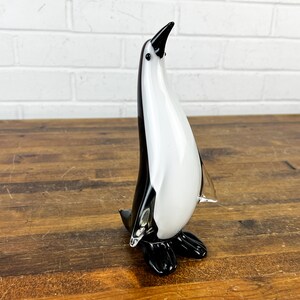 9&quot; Vintage Glass Penguin Statue Figurine Vintage Penguin Gift Shelf Decor Black and White Decor High End Glass Decor