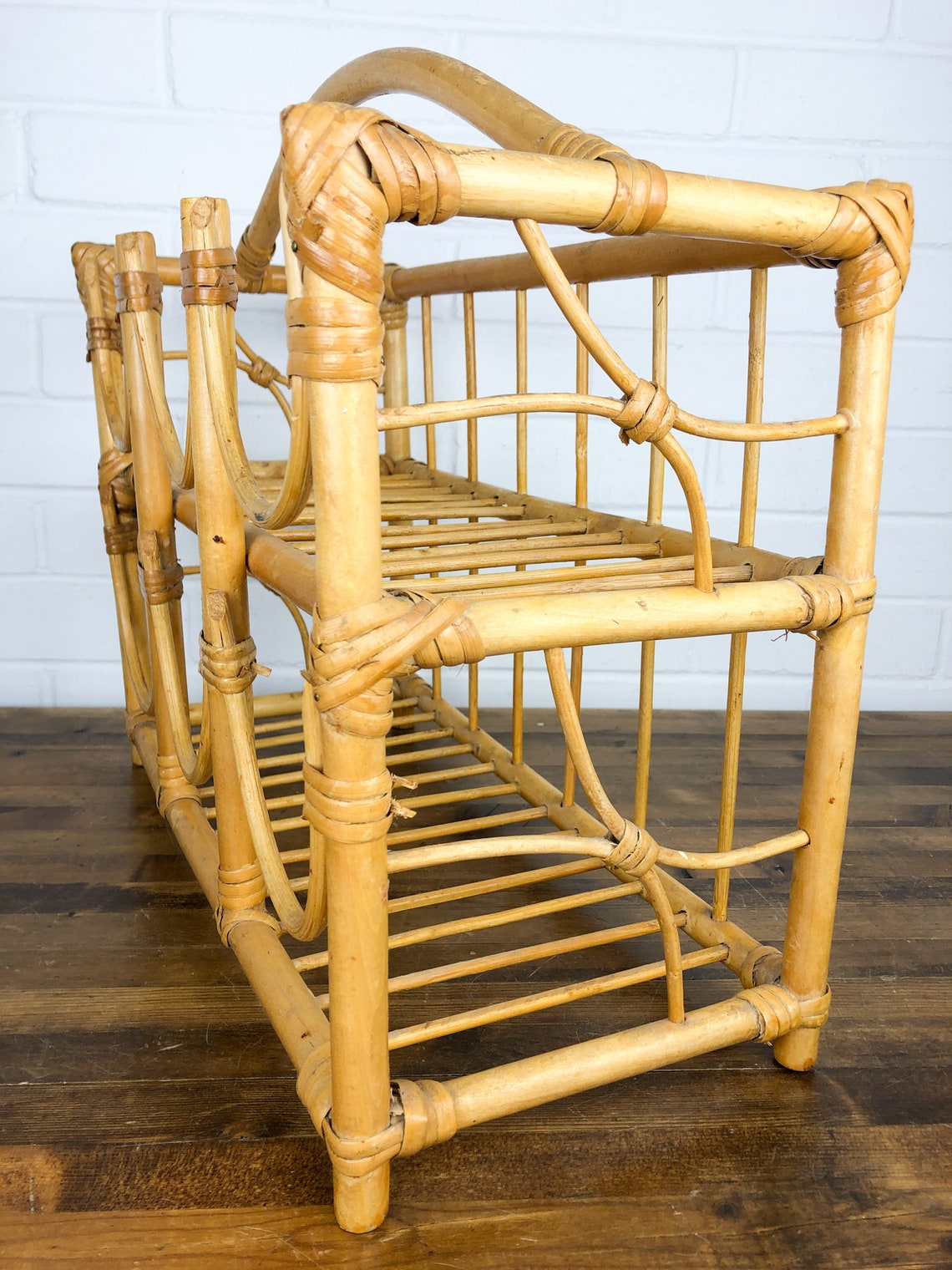 Vintage Bamboo Countertop Shelf with Six Curved Front Etsy