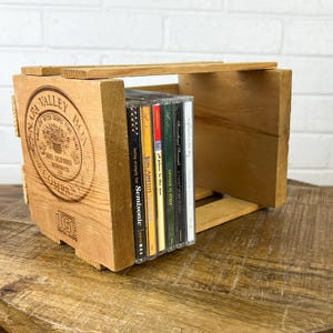 Vintage Napa Valley Wood Storage Display Container or CD Holder Storage Rack Authentic Vintage 1990s Small Wood