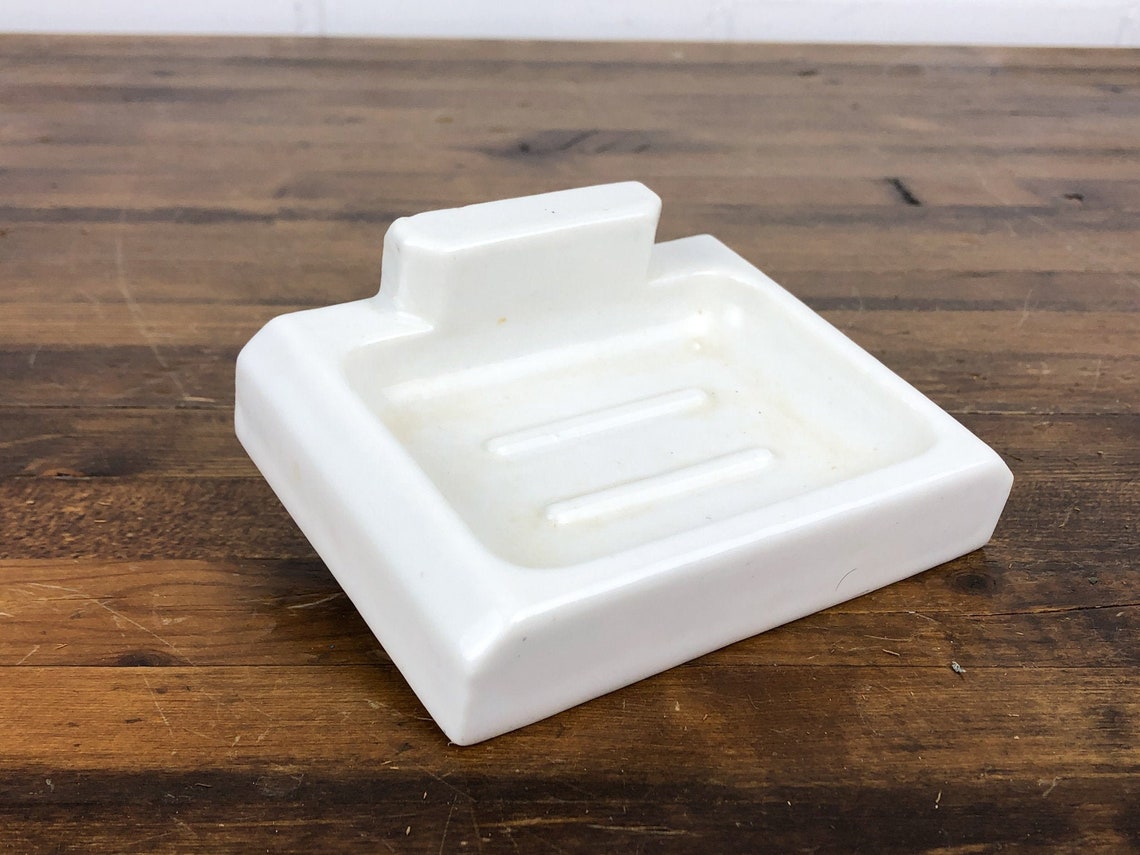 White Porcelain Soap Dish Vintage Tile Bathroom Fixtures Heavy Etsy