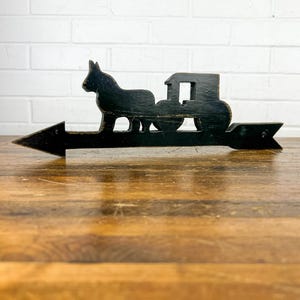 Vintage Handmade Amish Horse and Buggy Arrow Sign – Folk Art by Leroy & Murla Adwell of Lindsborg, Kansas