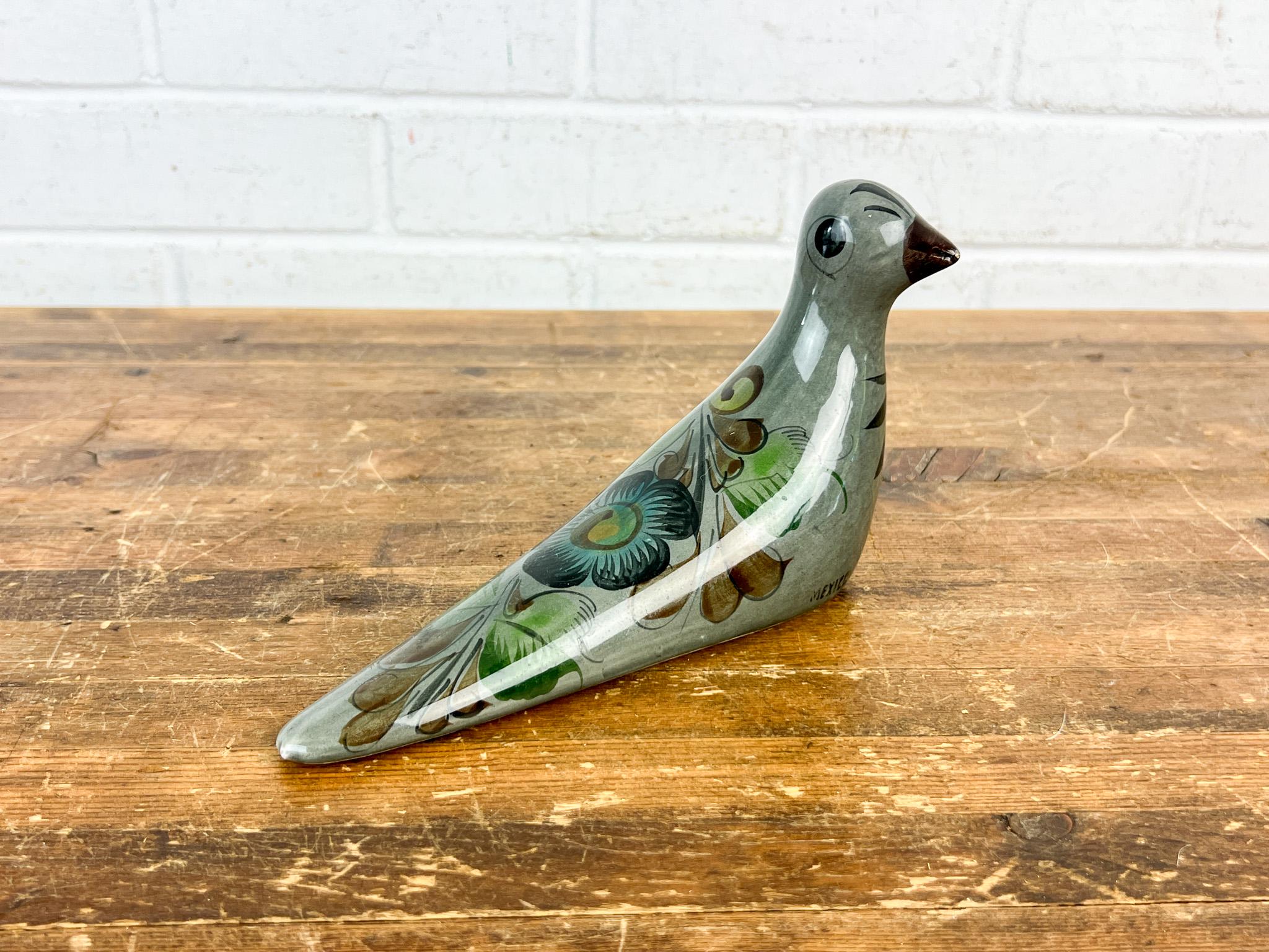 工芸品 Tonala pottery bird Mexican Tonala Pottery Hand Painted Bird Folk Art For Sale