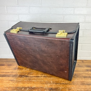 Vintage Brown Presto Pilot Case | Salesman Catalog Briefcase | Hard-Sided Travel Advocate Case